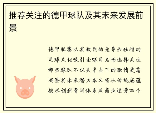 推荐关注的德甲球队及其未来发展前景